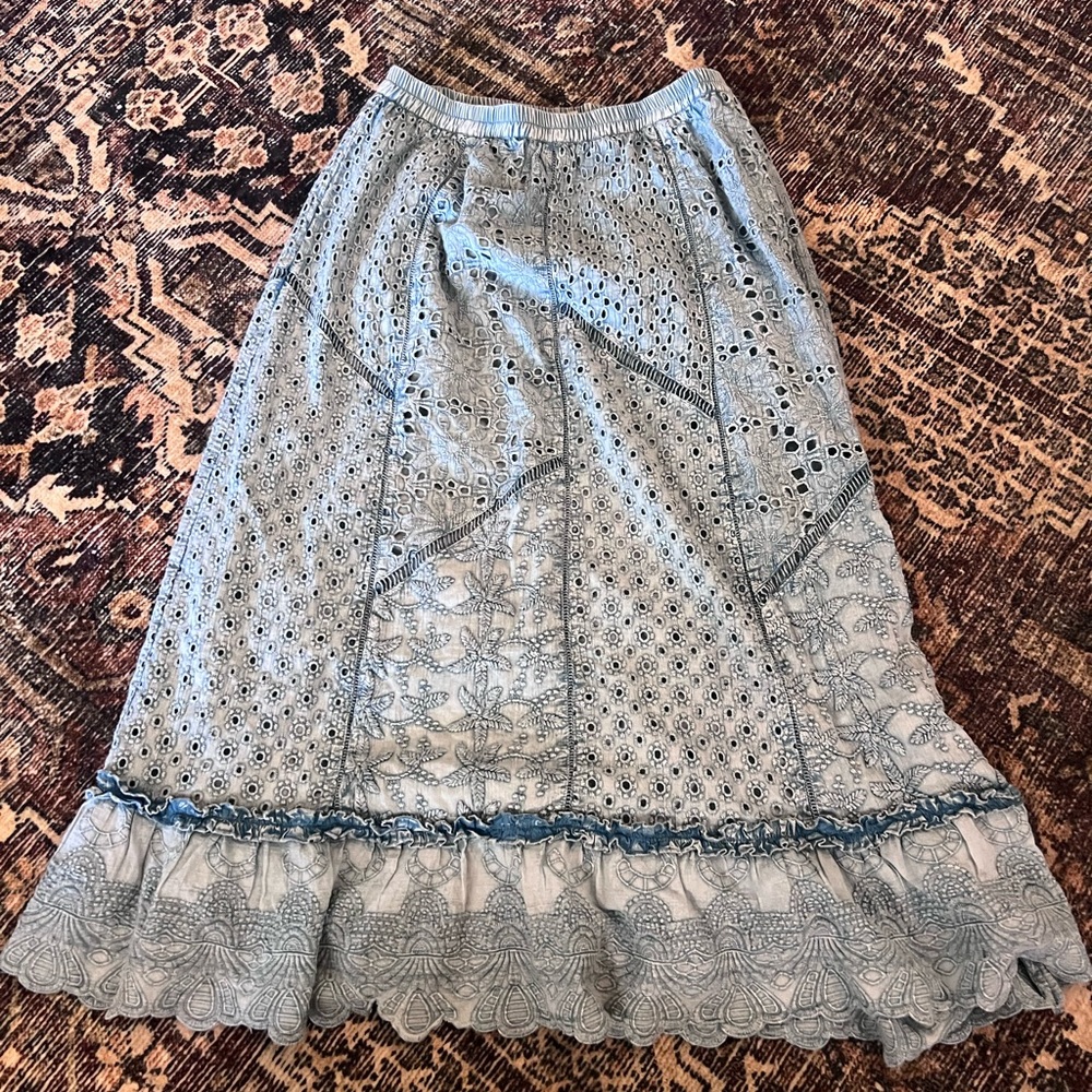 Soft Surroundings Blue chambray  Maxi Skirt
